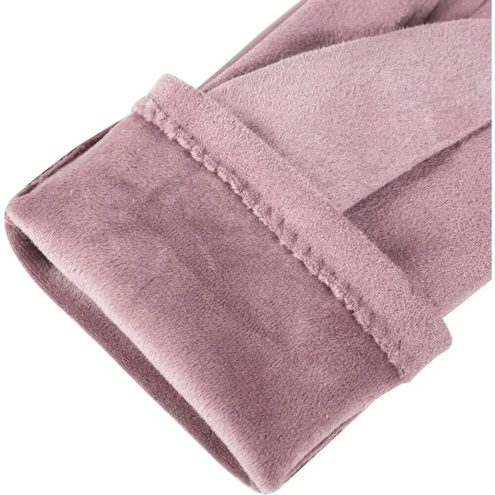 Women's Winter Leather Gloves Touch Screen Wool Lined Warm Suede Light Purple